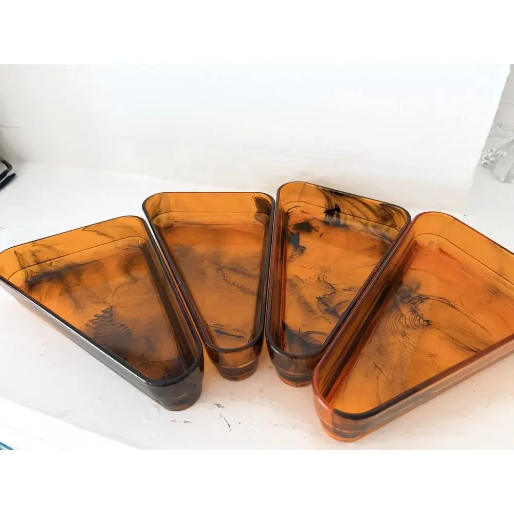 Rare 20-Pc Vintage 1970s Faux Tortoiseshell Lucite Entertaining Set